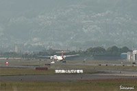 大阪国際空港（伊丹空港）：JA846C着陸シーン。強風でバウンドして着陸。