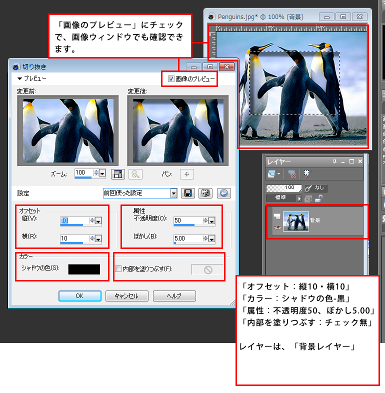 Paint Shop Pro Photo（ペイントショッププロ）－「効果」→「3D効果」→「切り抜き」の説明2-1