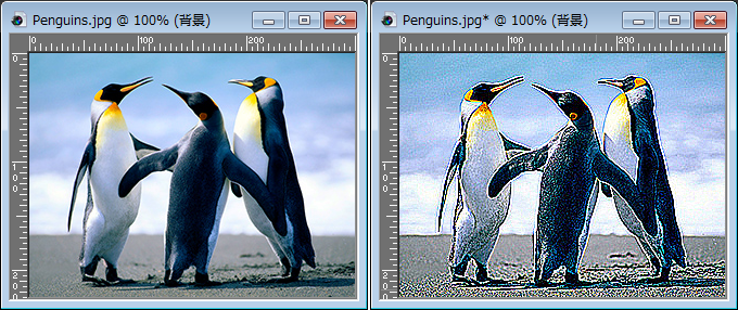 Paint Shop Pro Photo（ペイントショッププロ）－「効果」→「エッジ効果」→「輪郭修整（強）」の説明。2