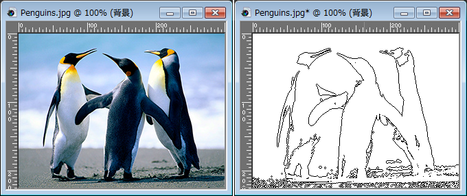 Paint Shop Pro Photo（ペイントショッププロ）－「効果」→「エッジ効果」→「輪郭のトレース」の説明。2