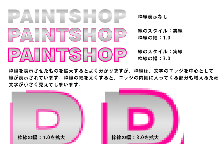 Paint Shop Pro Photo（ペイントショッププロ）－Paint Shop Pro Photo（ペイントショッププロ）－標準設定での文字の縁取り2
